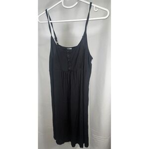 Black Henley Cami Mini Dress Sleeveless Casual Loungewear Summer Basic Small